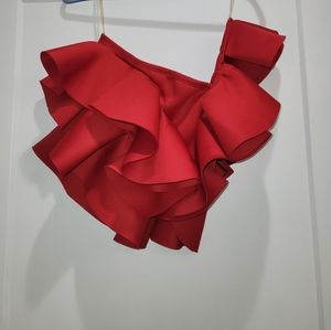 One shoulder ruffle blouse